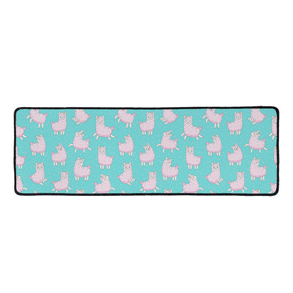 Cute Pink Llama Pattern Print Long Kitchen Mat