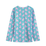 Cute Pink Llama Pattern Print Long Sleeve Short Coat