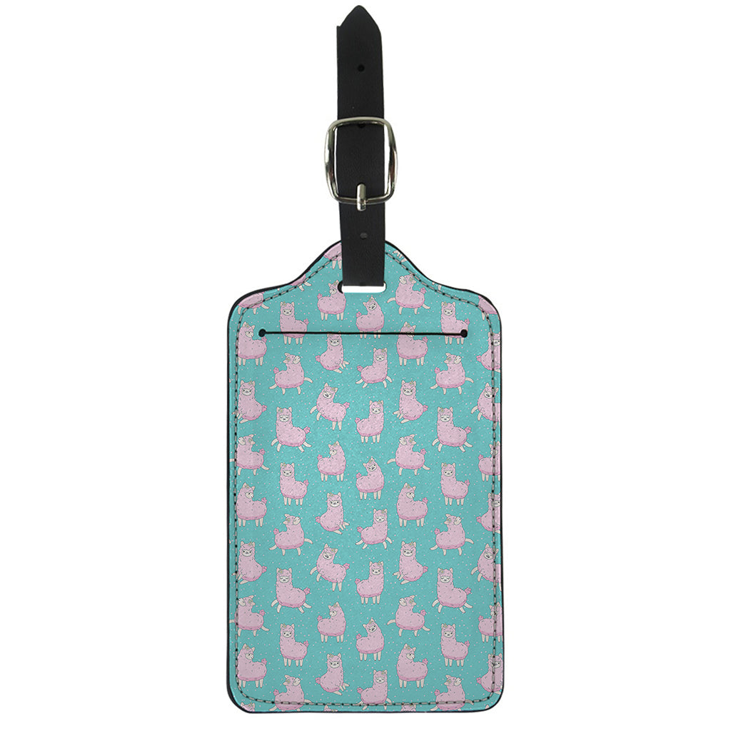 Cute Pink Llama Pattern Print Luggage Tag