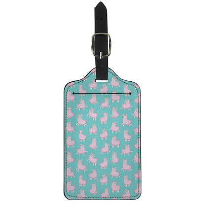 Cute Pink Llama Pattern Print Luggage Tag