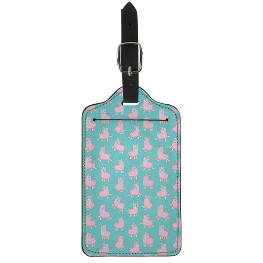 Cute Pink Llama Pattern Print Luggage Tag