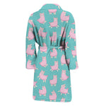 Cute Pink Llama Pattern Print Men's Bathrobe