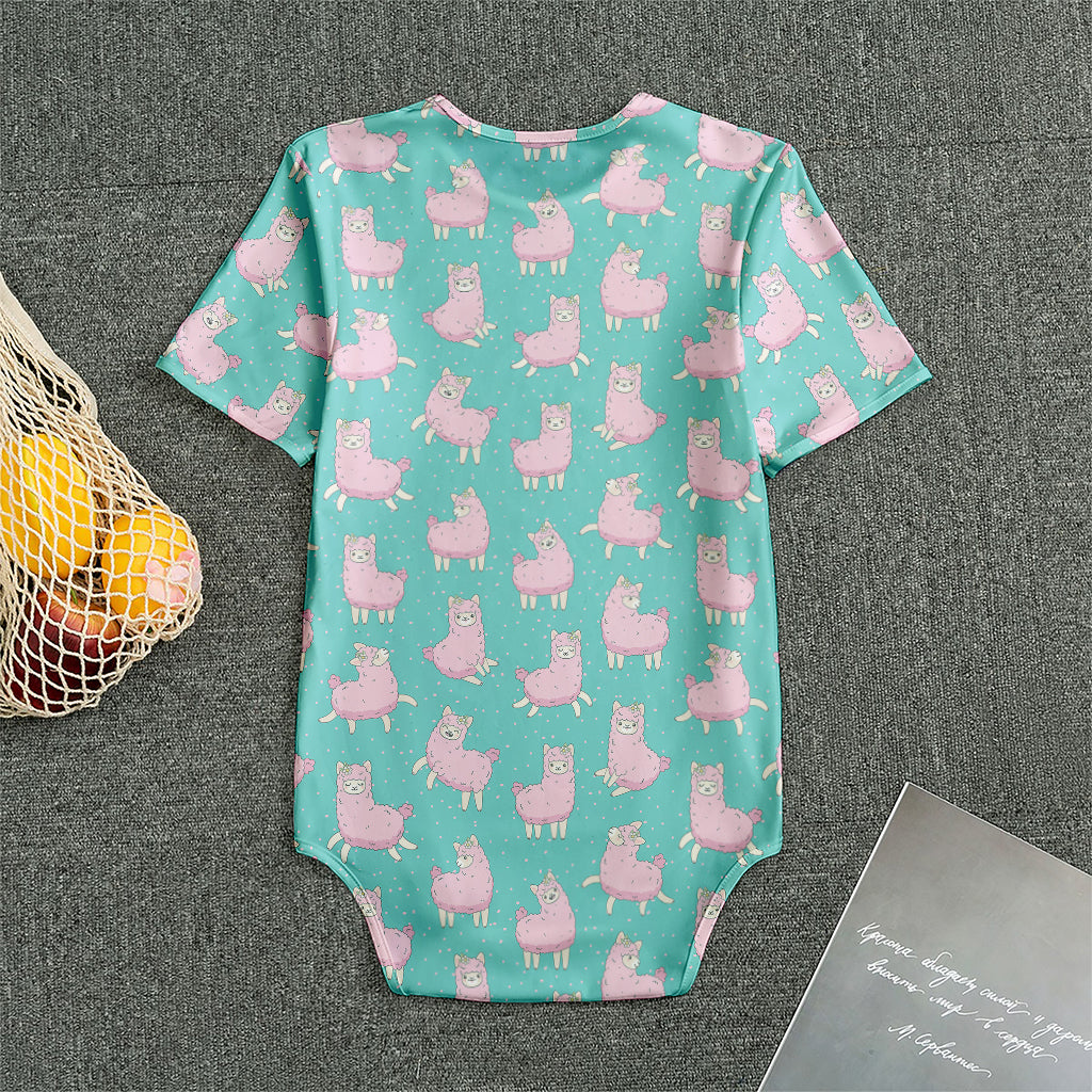 Cute Pink Llama Pattern Print Men's Bodysuit