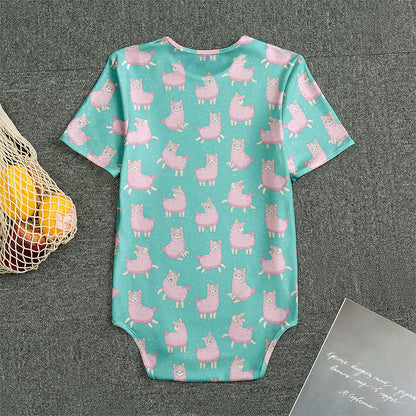 Cute Pink Llama Pattern Print Men's Bodysuit