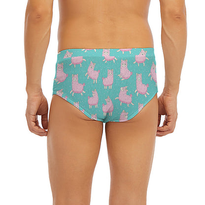 Cute Pink Llama Pattern Print Men's Briefs