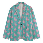 Cute Pink Llama Pattern Print Men's Cotton Blazer