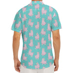 Cute Pink Llama Pattern Print Men's Deep V-Neck Shirt