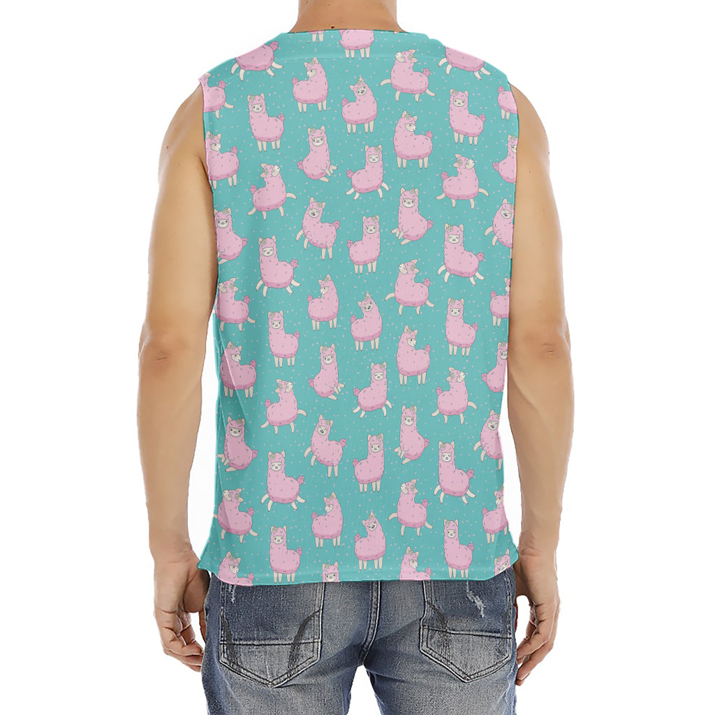 Cute Pink Llama Pattern Print Men's Fitness Tank Top