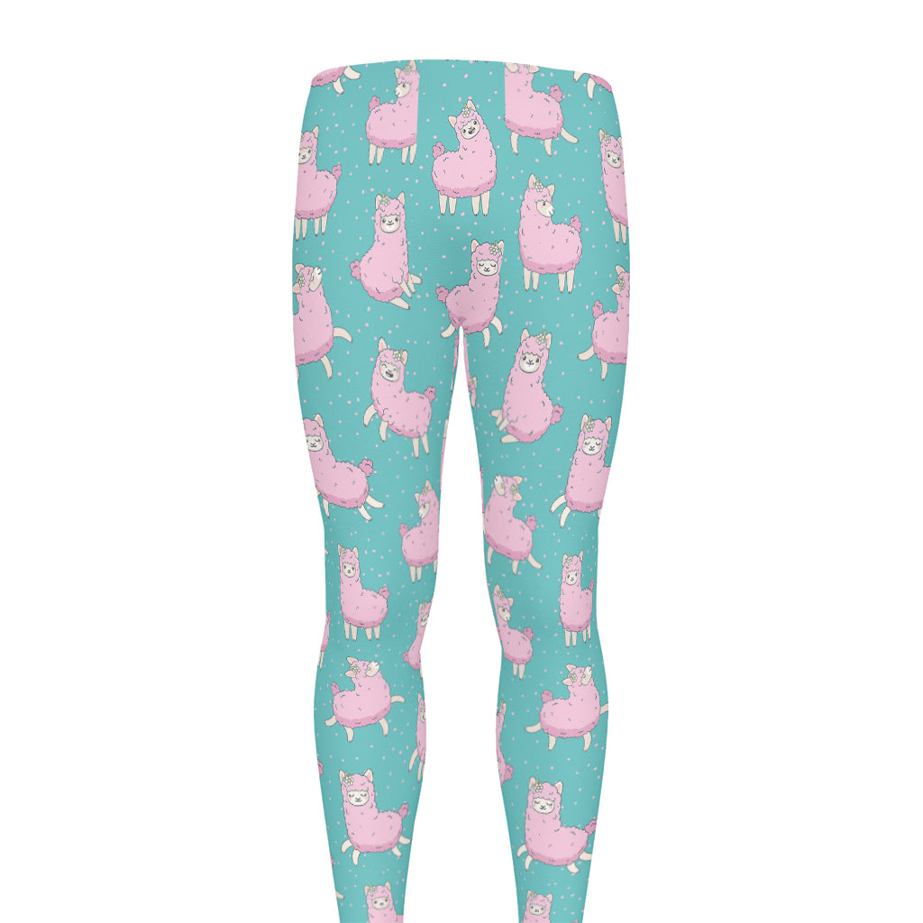 Cute Pink Llama Pattern Print Men's leggings