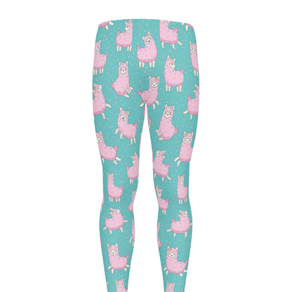 Cute Pink Llama Pattern Print Men's leggings