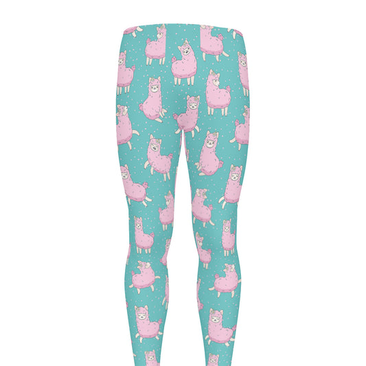 Cute Pink Llama Pattern Print Men's leggings
