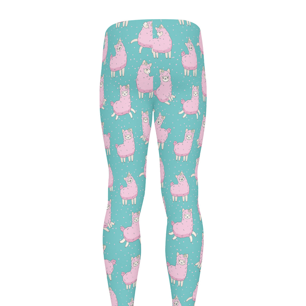 Cute Pink Llama Pattern Print Men's leggings
