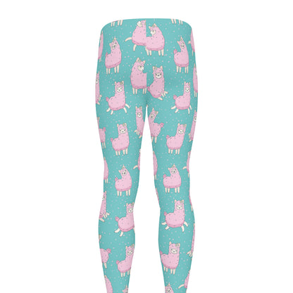 Cute Pink Llama Pattern Print Men's leggings