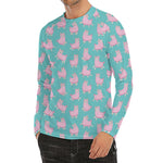 Cute Pink Llama Pattern Print Men's Long Sleeve Rash Guard