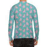 Cute Pink Llama Pattern Print Men's Long Sleeve Rash Guard