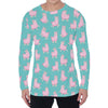 Cute Pink Llama Pattern Print Men's Long Sleeve T-Shirt