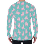 Cute Pink Llama Pattern Print Men's Long Sleeve T-Shirt