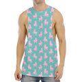Cute Pink Llama Pattern Print Men's Muscle Tank Top