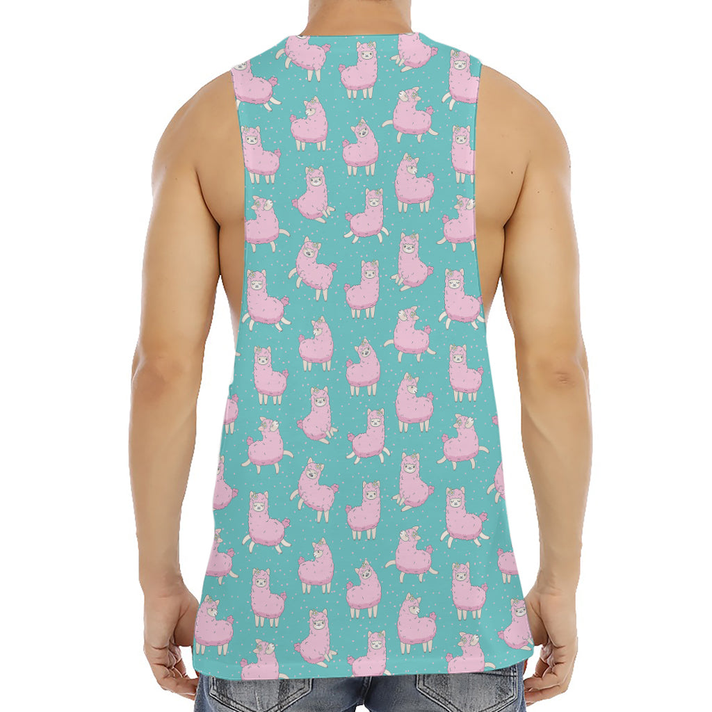 Cute Pink Llama Pattern Print Men's Muscle Tank Top