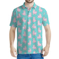 Cute Pink Llama Pattern Print Men's Polo Shirt