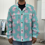 Cute Pink Llama Pattern Print Men's Shirt Jacket