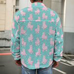 Cute Pink Llama Pattern Print Men's Shirt Jacket