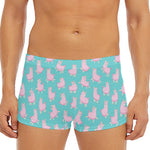 Cute Pink Llama Pattern Print Men's Short Boxer Briefs