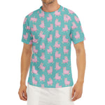 Cute Pink Llama Pattern Print Men's Short Sleeve Rash Guard