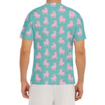 Cute Pink Llama Pattern Print Men's Short Sleeve Rash Guard