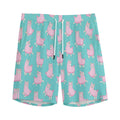 Cute Pink Llama Pattern Print Men's Athletic Shorts