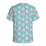 Cute Pink Llama Pattern Print Men's Sports T-Shirt