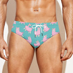 Cute Pink Llama Pattern Print Men's Swim Briefs