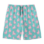 Cute Pink Llama Pattern Print Men's Swim Trunks