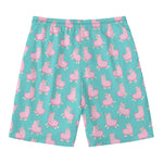 Cute Pink Llama Pattern Print Men's Swim Trunks
