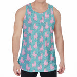 Cute Pink Llama Pattern Print Men's Velvet Tank Top