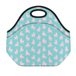 Cute Pink Llama Pattern Print Neoprene Lunch Bag