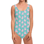 Cute Pink Llama Pattern Print One Piece Swimsuit