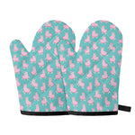 Cute Pink Llama Pattern Print Oven Mitts