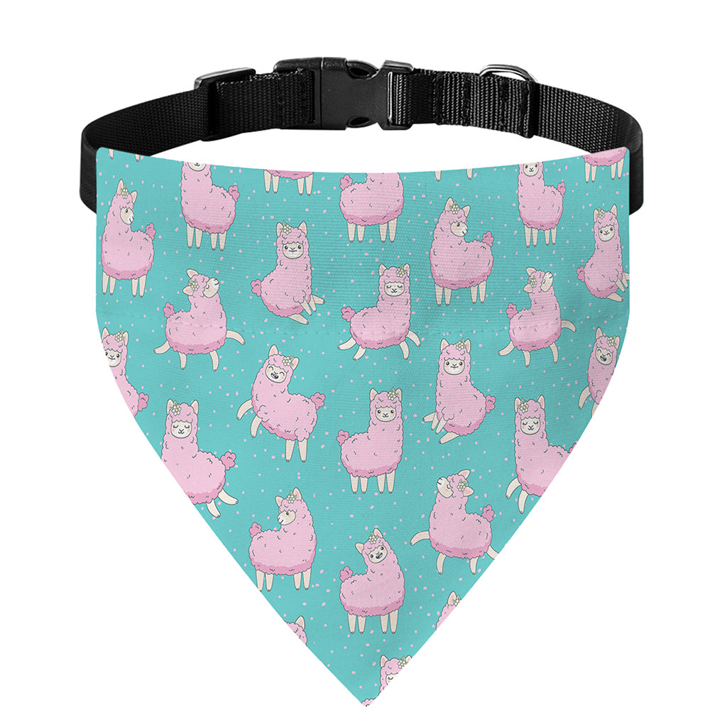 Cute Pink Llama Pattern Print Over The Collar Dog Bandana