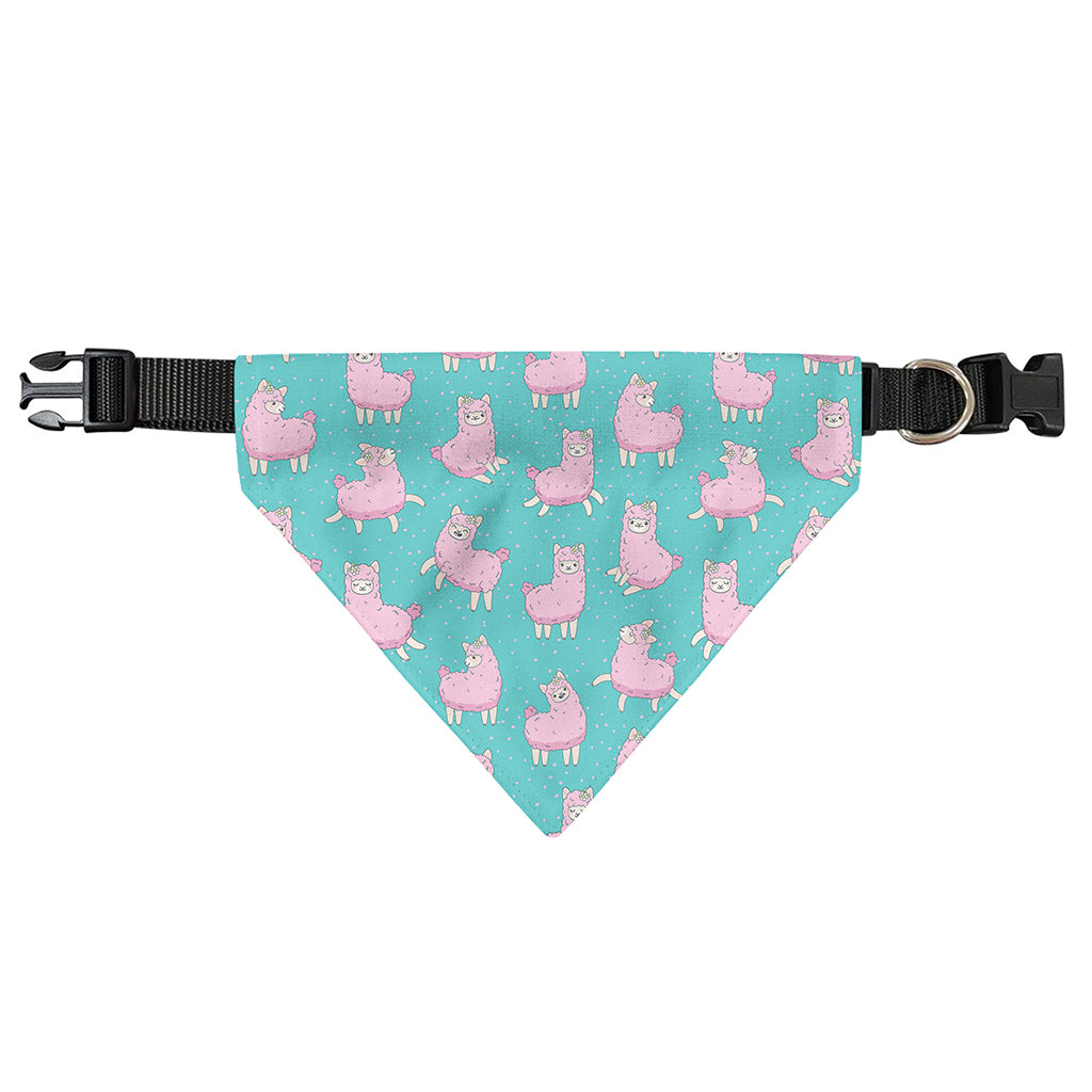 Cute Pink Llama Pattern Print Over The Collar Dog Bandana