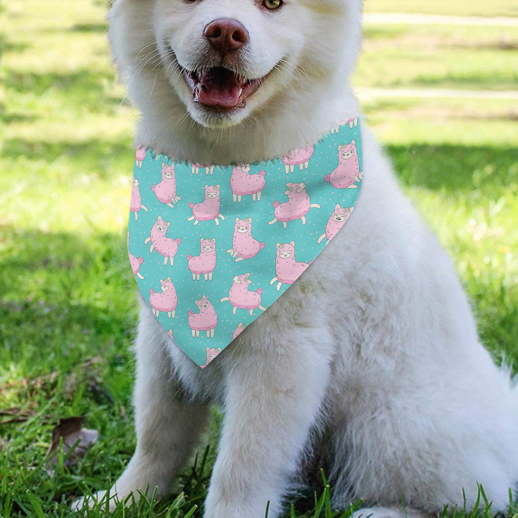 Cute Pink Llama Pattern Print Over The Collar Dog Bandana