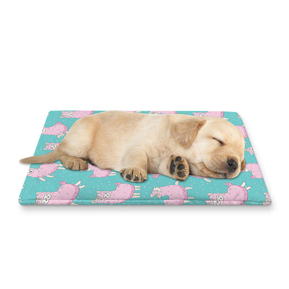 Cute Pink Llama Pattern Print Pet Cooling Mat Cover