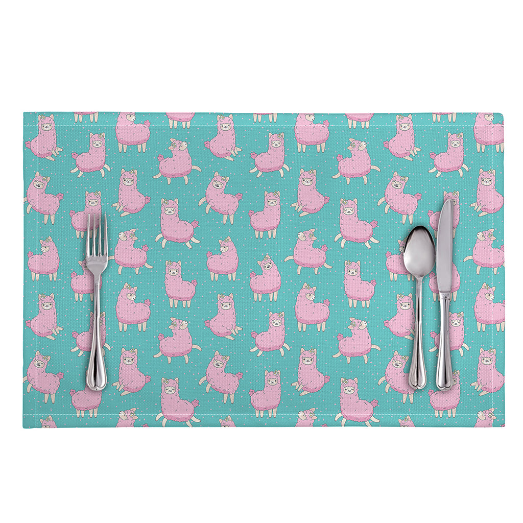 Cute Pink Llama Pattern Print Placemat