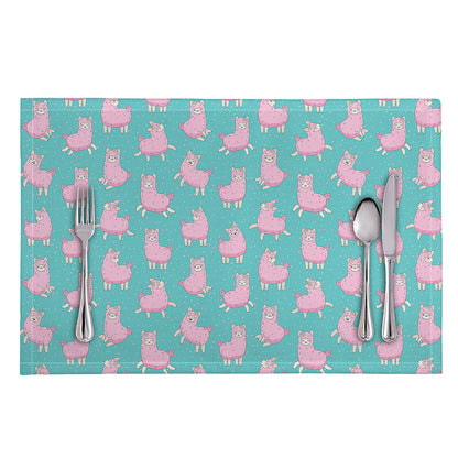 Cute Pink Llama Pattern Print Placemat