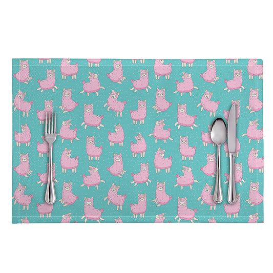 Cute Pink Llama Pattern Print Placemat