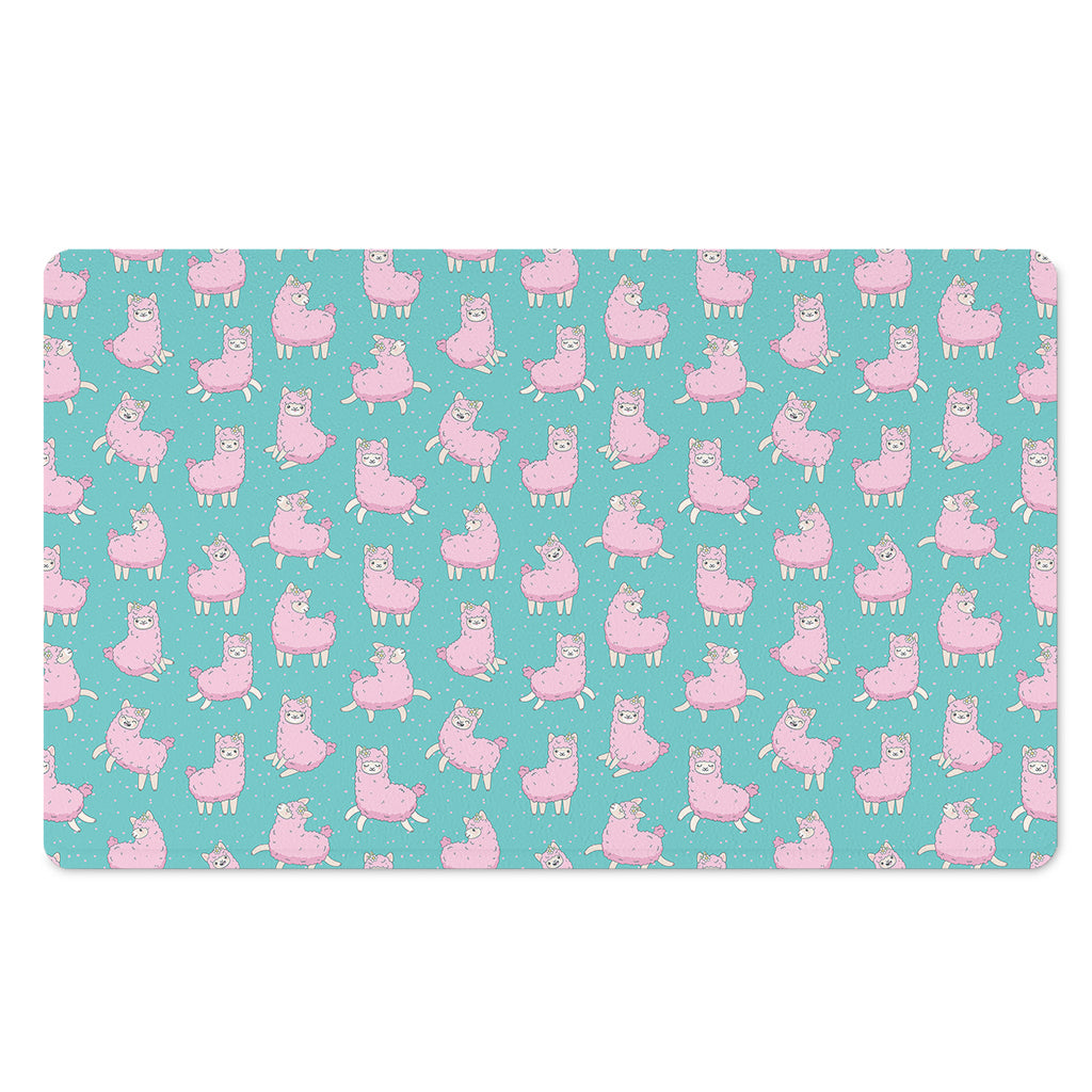 Cute Pink Llama Pattern Print Polyester Doormat