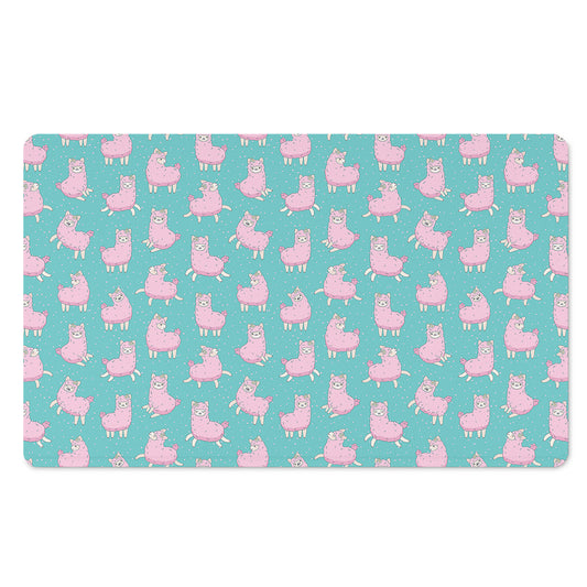 Cute Pink Llama Pattern Print Polyester Doormat