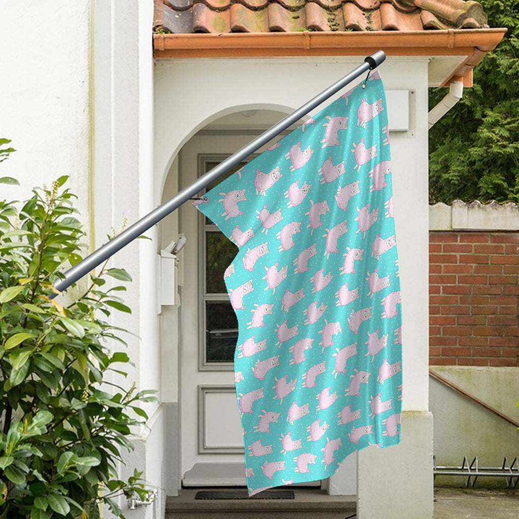 Cute Pink Llama Pattern Print Polyester Flag