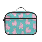 Cute Pink Llama Pattern Print Portable Lunch Bag
