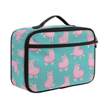 Cute Pink Llama Pattern Print Portable Lunch Bag